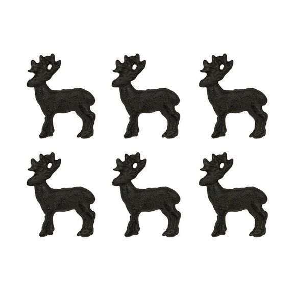 Set of 6 Cast Iron Deer Drawer Pulls Decorative Cabinet Knob Rustic Home Decor - Picture 1 of 10